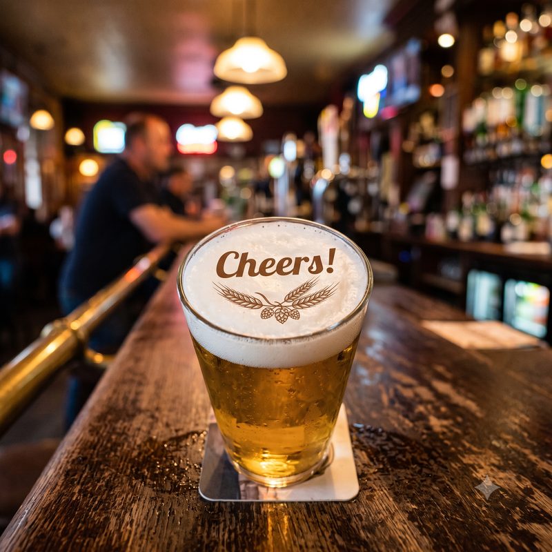 ビールの泡へのプリント