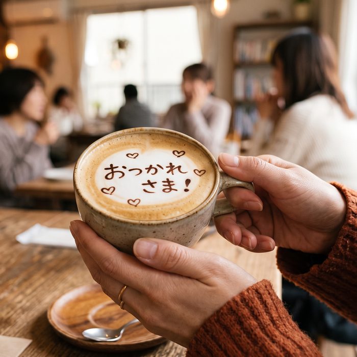 メッセージをプリントしたラテ